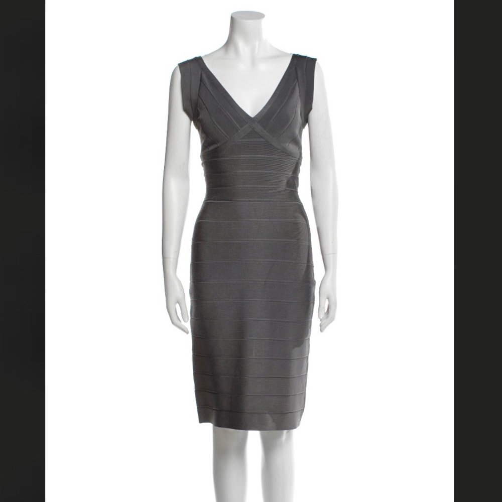 Herve Leger Lane Bandage Dress - Dark Gray